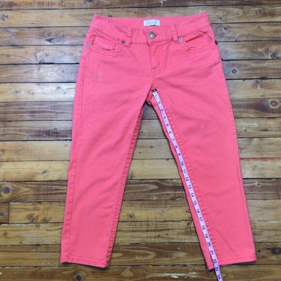Seven7 coral ankle crop jeans women’s size 8 mid rise tangerine stretch denim - Picture 7 of 12